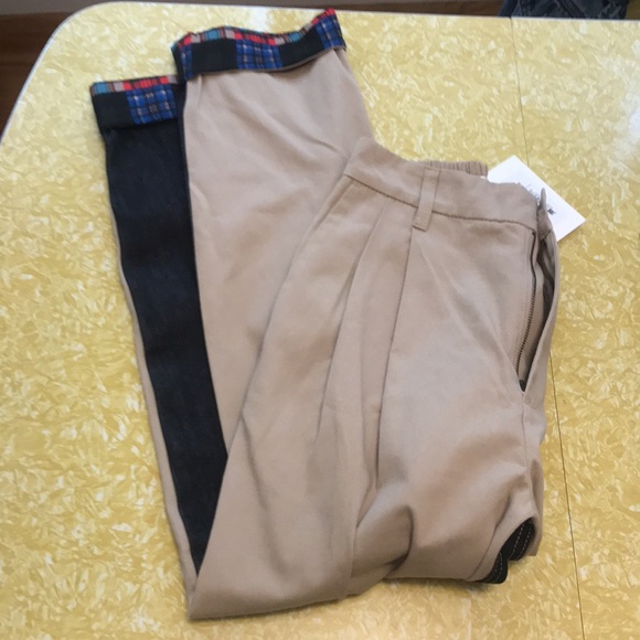 Koche Beige Crazy Check Print Trousers - Picture 9 of 14